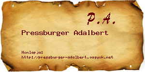 Pressburger Adalbert névjegykártya